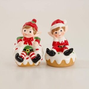 Elves on Donuts Salt and Pepper Set Cracker Barrel Exclusive VHTF NIB